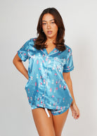 Night Sweet Thing Womens Buoy Oh Buoy Satin Short Pajama Set