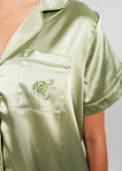 Night Sweet Thing Womens Gum Leaf Satin Short Pajama Set
