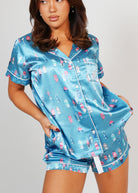 Night Sweet Thing Womens Buoy Oh Buoy Satin Short Pajama Set