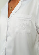 Night Sweet Thing Womens White (With White Piping) Satin Short Pajama Set