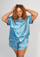 Night Sweet Thing Womens Buoy Oh Buoy Satin Short Pajama Set