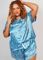 Night Sweet Thing Womens Buoy Oh Buoy Satin Short Pajama Set