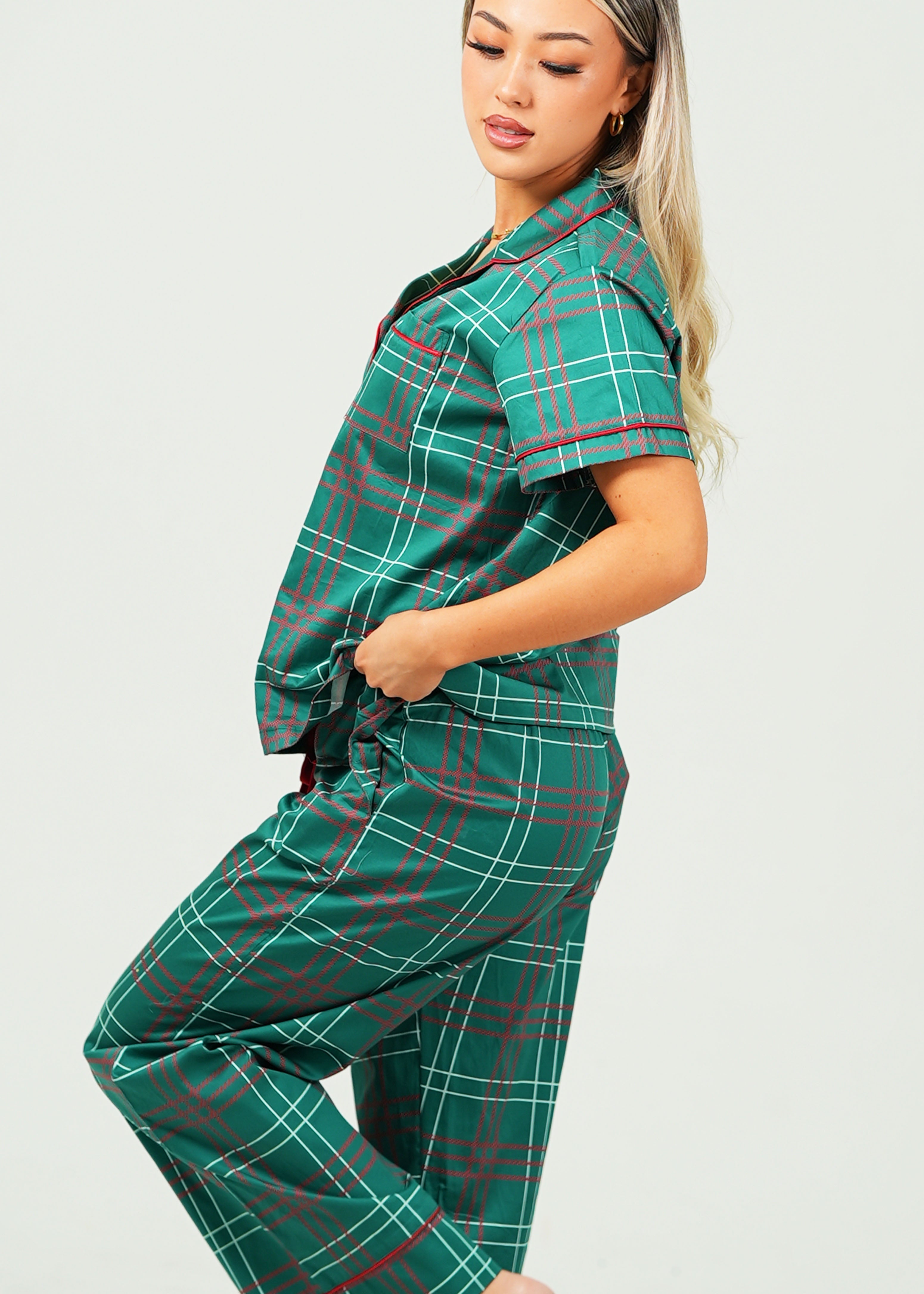 Festive Tartan Cotton Long Pj Set Womens