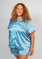Night Sweet Thing Womens Buoy Oh Buoy Satin Short Pajama Set