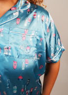 Night Sweet Thing Womens Buoy Oh Buoy Satin Short Pajama Set