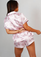 Night Sweet Thing Womens Blush Clamshell Satin Short Pajama Set