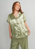 Night Sweet Thing Womens Gum Leaf Satin Long Pajama Set