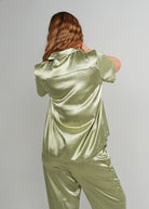 Night Sweet Thing Womens Gum Leaf Satin Long Pajama Set