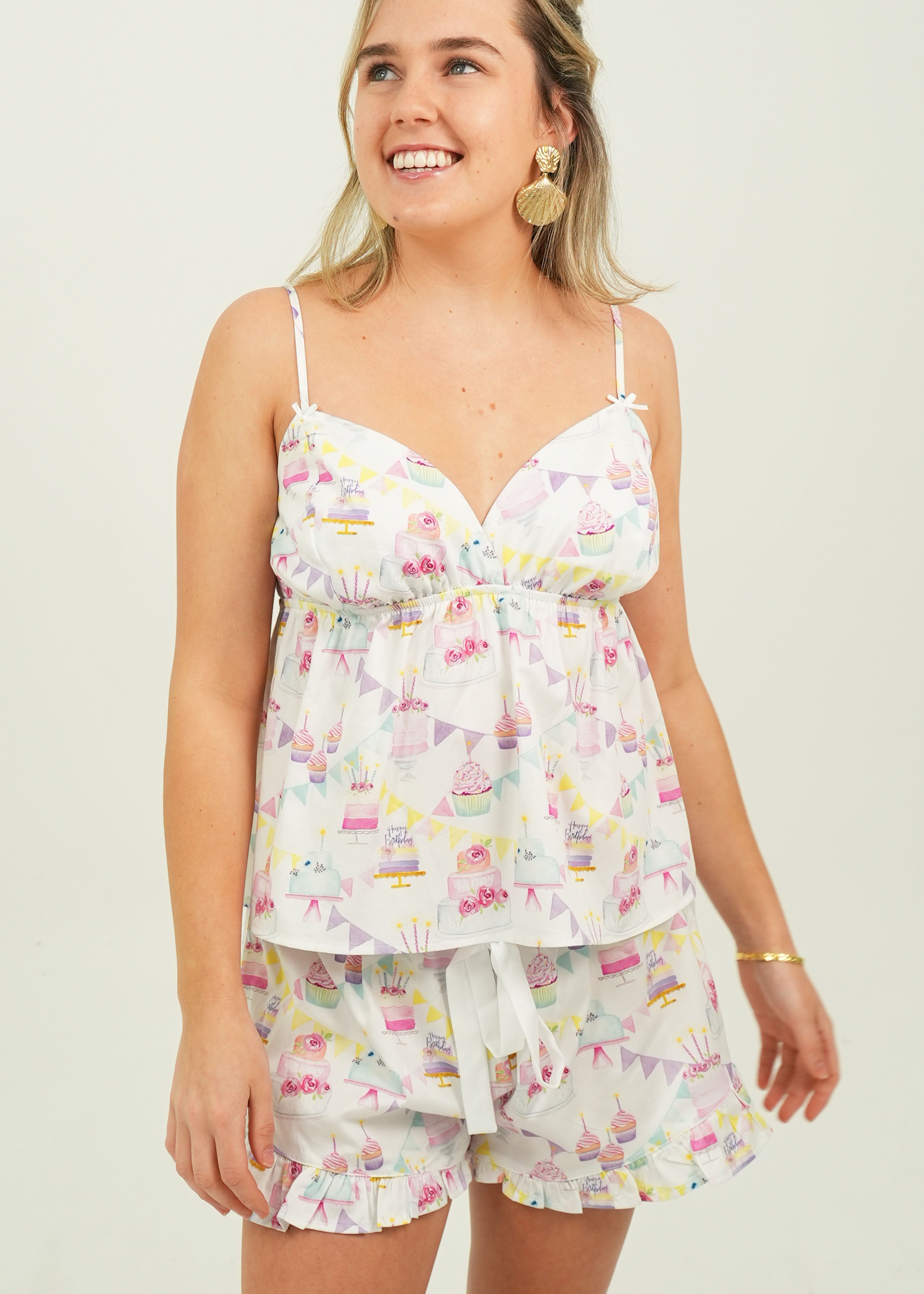 Birthday Cotton Camisole Short Pajama Set