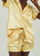 Night Sweet Thing Womens Golden Ticket Satin Short Pajama Set