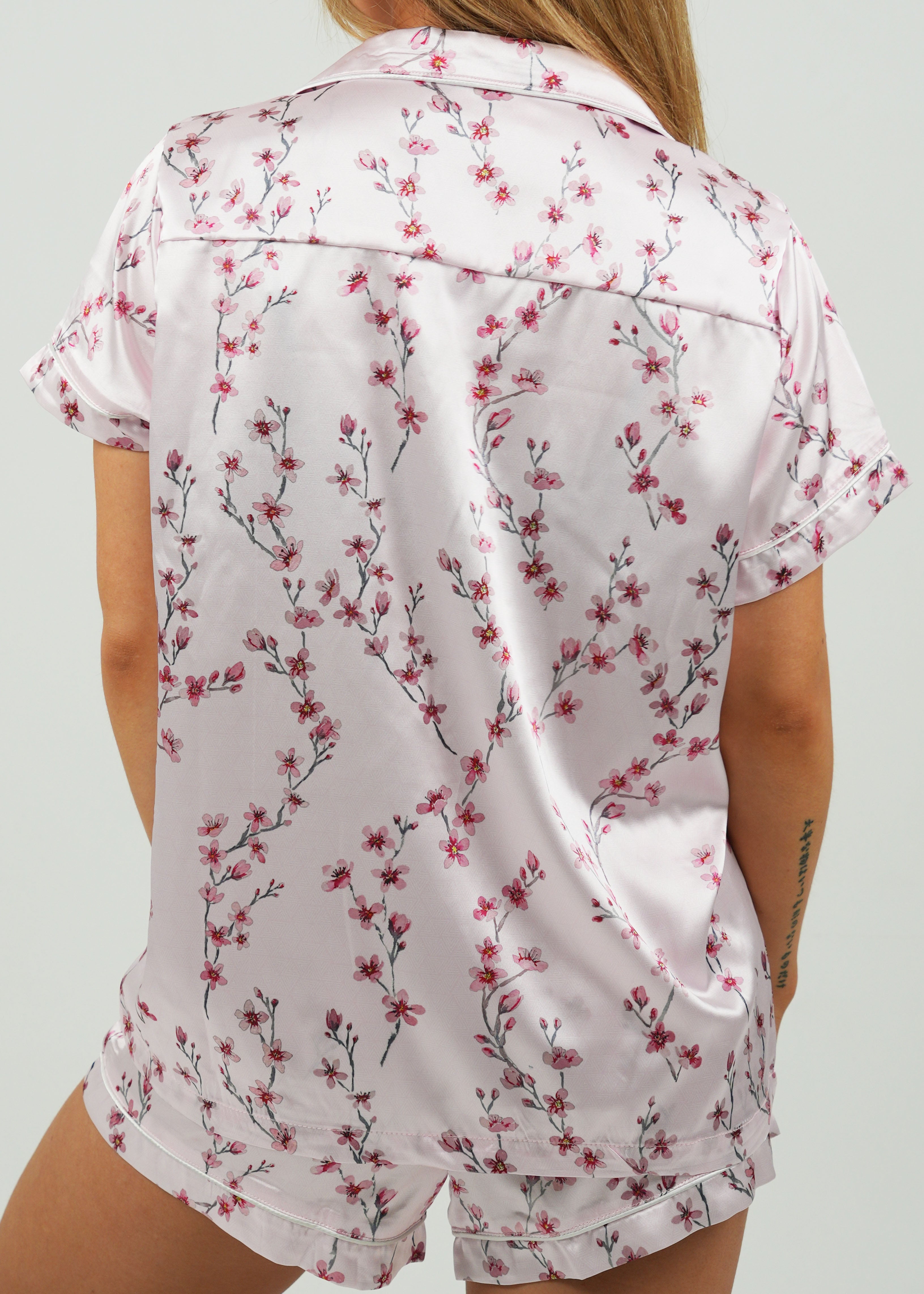 Cherry Blossom Satin Short Pyjama Set