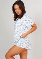 Night Sweet Thing Womens Seashell Sweetheart Jersey Knit Cotton Short Pajama Set