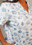 Night Sweet Thing Womens Seashell Sweetheart Jersey Knit Cotton Short Pajama Set