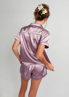Night Sweet Thing Womens Dusty Plum Satin Short Pajama Set