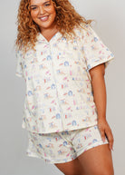 Night Sweet Thing Womens Beach Huts Jersey Knit Cotton Short Pajama Set