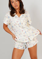 Night Sweet Thing Womens Beach Huts Jersey Knit Cotton Short Pajama Set
