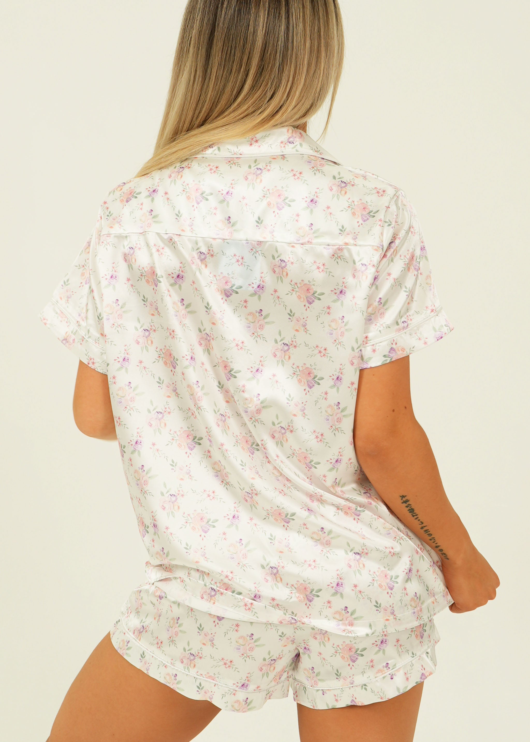 Vintage Blossom Satin Short Pyjama Set