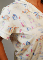 Night Sweet Thing Womens Beach Huts Jersey Knit Cotton Short Pajama Set