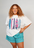 Night Sweet Thing Womens Ocean Drift T-Shirt & Short Pants PJ Set Satin T-Shirt Pajama Set