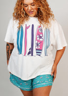 Night Sweet Thing Womens Ocean Drift T-Shirt & Short Pants PJ Set Satin T-Shirt Pajama Set