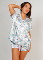 Night Sweet Thing Womens Hermit Dreams Satin Short Pajama Set