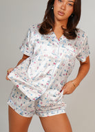 Night Sweet Thing Womens Sail Away Satin Short Pajama Set