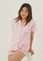 Baby Pink Matte Satin Short Pyjama Set