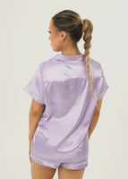 Womens Lilac Satin Short Pyjama Set